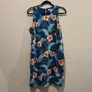 Tommy Bahama Floral Blue Sleeveless Dress size Medium